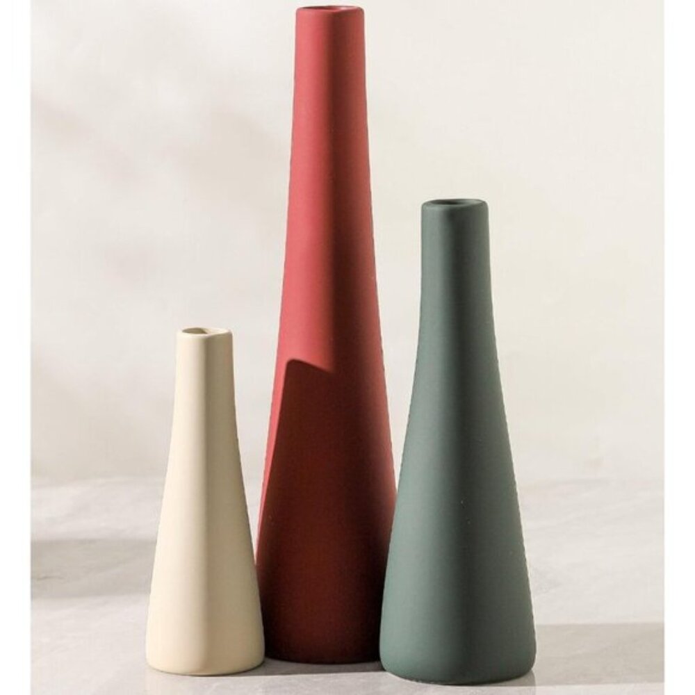 New Set of 3 Christmas Ceramic Vase, Modern Farmhouse Pottery for Holiday Decor